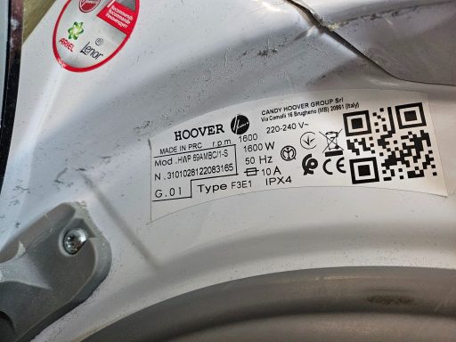 Waschmaschine Typenschild Hoover Waschmaschine